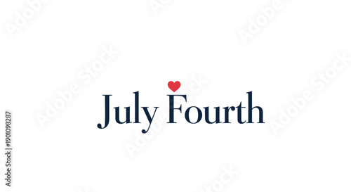 Vector Independence Day logo with heart, July Fourth text, for banner or poster