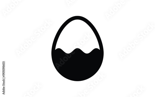 Black easter egg basket icon simple silhouette holiday symbol gift container celebration decoration