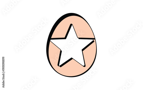 A peach colored oval icon with a white star outlined in black on a plain white background symbolizing excellence and achievement
