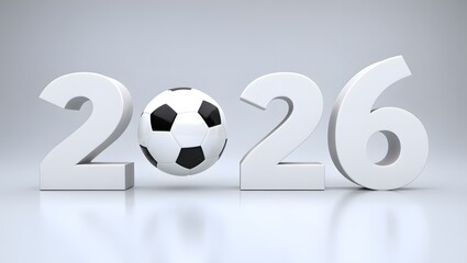 2026 Soccer World Cup Concept with Football and White 3D Numbers