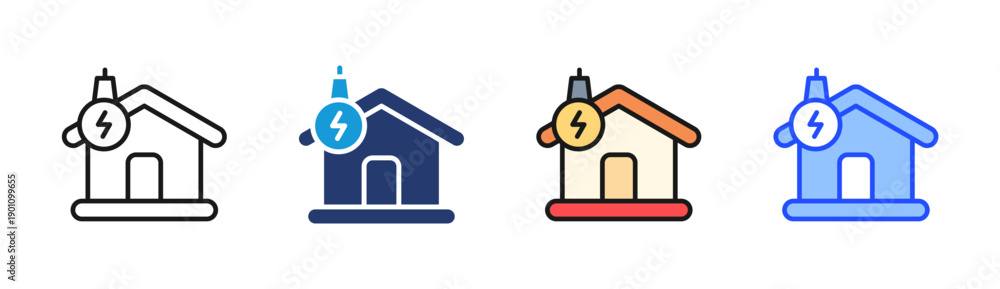 Obraz premium Power House icon set multiple style collection