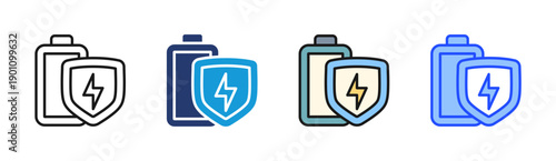 Power Shield icon set multiple style collection