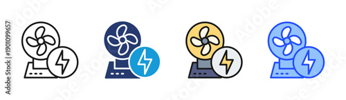 Electric Fan icon set multiple style collection