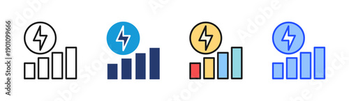 Energy Chart icon set multiple style collection