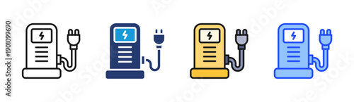 Power Plug icon set multiple style collection