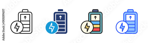 Power Battery icon set multiple style collection