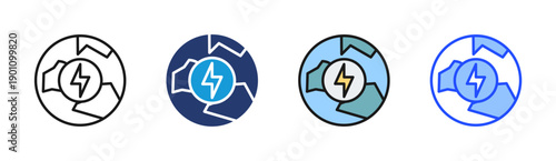 Energy Process icon set multiple style collection