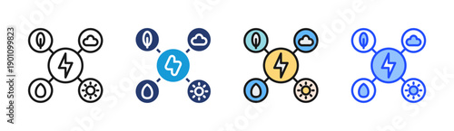 Energy System icon set multiple style collection