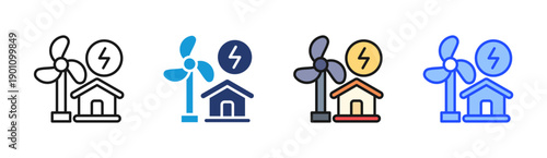 Wind Energy icon set multiple style collection
