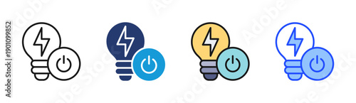 Electric Light icon set multiple style collection