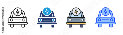 Electric Car icon set multiple style collection