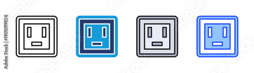 Power Socket icon set multiple style collection