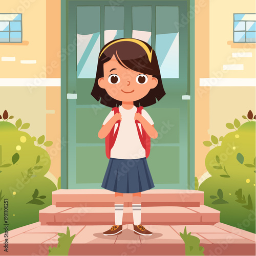 A child experiences the emotions of the first day of school, capturing anticipation and growth.