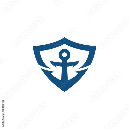 Naval anchor within a protective shield emblem, symbolizing maritime strength and security