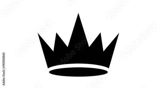 Black Crown Icon Silhouette on White Background, Royal Symbol of Power and Authority
