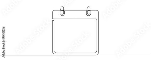 Calendar in one line art style. Empty calendar drawing with editable black stroke on white background. Vector illustration.