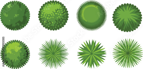 Green virus cells with various spikes and textures on white background microorganisms