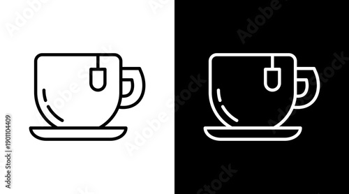 Tea Cup White Icon Set Design