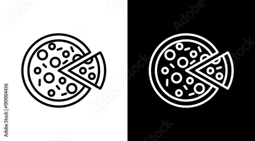 Pizza White Icon Set Design