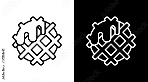 Waffle White Icon Set Design