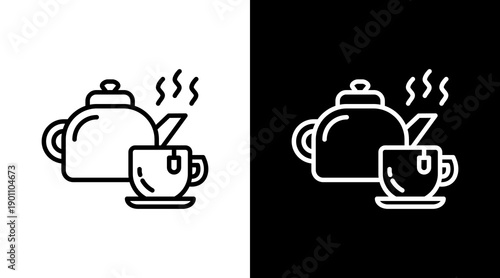 Tea Pot White Icon Set Design