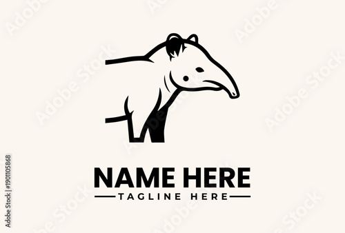 A simple black and white illustration of an armadillo logo with a placeholder name and tagline on a clean background.