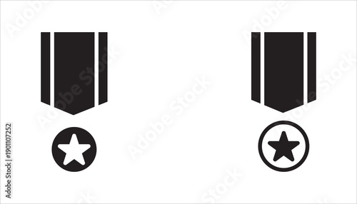 Military medal simple icon set,  Vector illustration. with a white backround