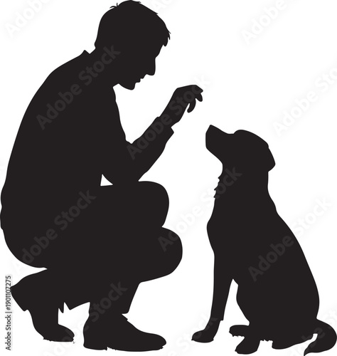 silhouette of a man with his dog