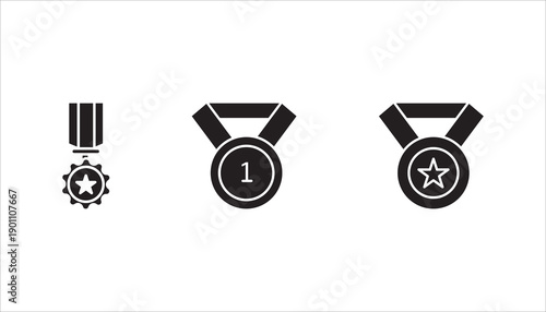 Military medal simple icon set,  Vector illustration. with a white backround