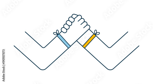 Two hands clasped in homie handshake, isolated on transparent. Line vector illustration, editable stroke. Friendship day design element, clip art. Friends, teamwork, partnership, community concept
