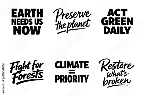 Environmental awareness posters with eco-friendly messages