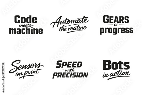 Code and automation slogans in modern typography designs