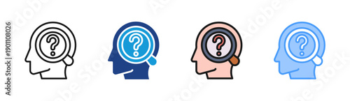 Self Question icon set multiple style collection