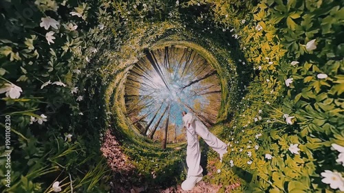 Exploring the serene beauty of a forest in springtime with blooming flowers