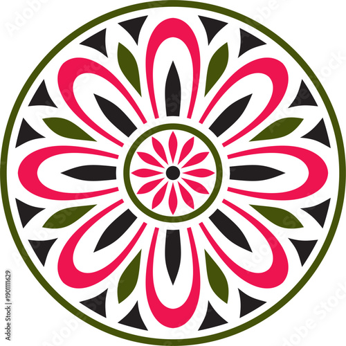 Classic Greek color round ornament. Vector pattern, circle of ancient Hellenes. European border - ring.
