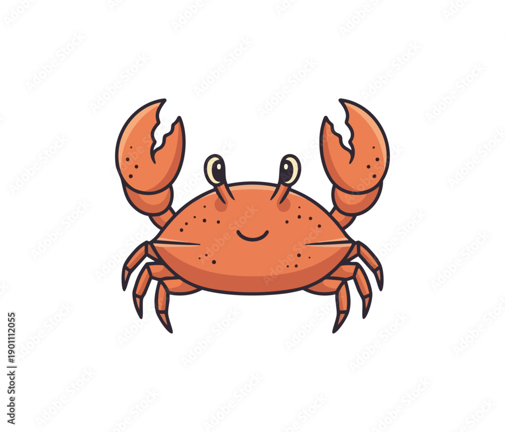 Fototapeta premium Cartoon crab illustration isolated on black background