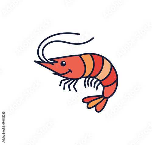 Cartoon shrimp illustration on black background