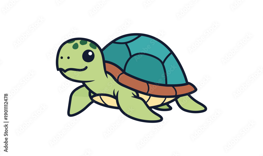 Obraz premium Cartoon turtle illustration isolated on black background