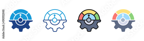 Performance Growth icon set multiple style collection