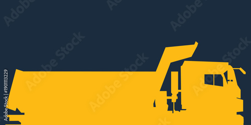 Yellow dumper truck transporting sand and gravel on a construction