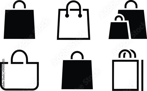 Shopping bag icon set. Shop bag, Online Shop icons collection. Vector illustration !