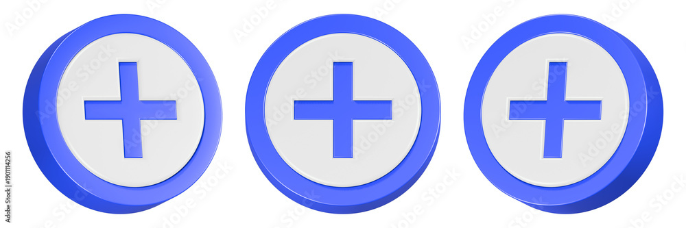 Obraz premium add plus icon 3d render blue color
