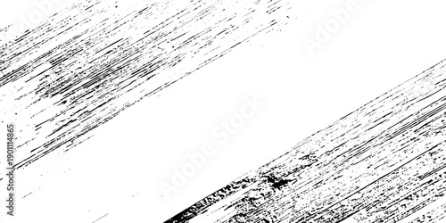 Abstract texture grunge made of diagonal streaks and distressed lines, black ink on a white background. grunge scratch patterns, chaotic linear noise. dirty monochrome pattern of the old worn surface.