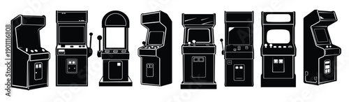 arcade game machine silhouette clipart bundle 