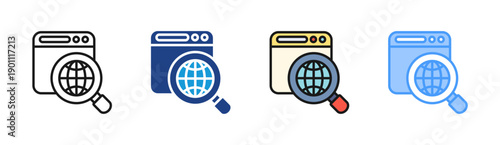 Global Search icon set multiple style collection