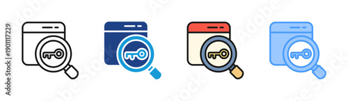 Keyword Access icon set multiple style collection