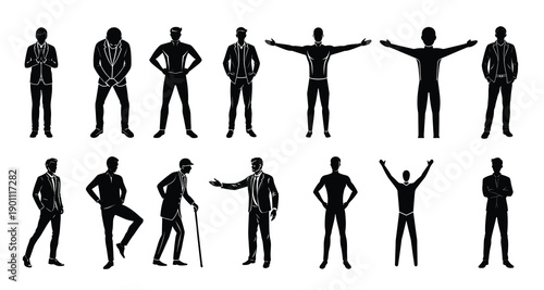 confident corporate executive silhouette on white background