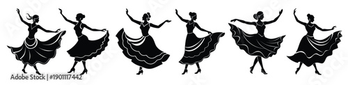 dance silhouettes of women on white background