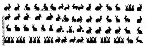 easter bunny silhouette clipart bundle