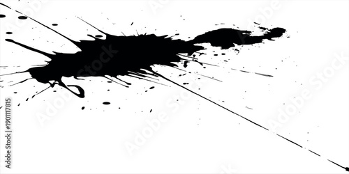 Dynamic black ink splatter element for creative graphic design projects, adding an artistic and grunge texture